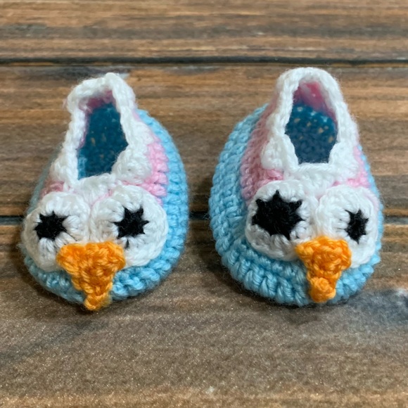 So’Dorable Pink & Blue 3-piece Crochet Owl Set - hat/diaper cover/booties 0-6mo - Picture 10 of 15